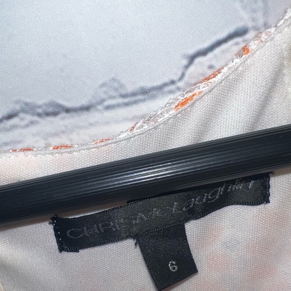 Chris Mclaughlin White & Orange floral short sleeve dress size 6 - Picture 7 of 11